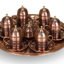 Altı Kişilik Bakır Kahve Takımı 