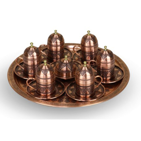 Altı Kişilik Bakır Kahve Takımı 